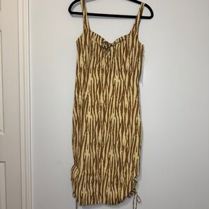 Backyard Roses Zebra Print Midi Dress S NWT Adjustable Ruched Hem